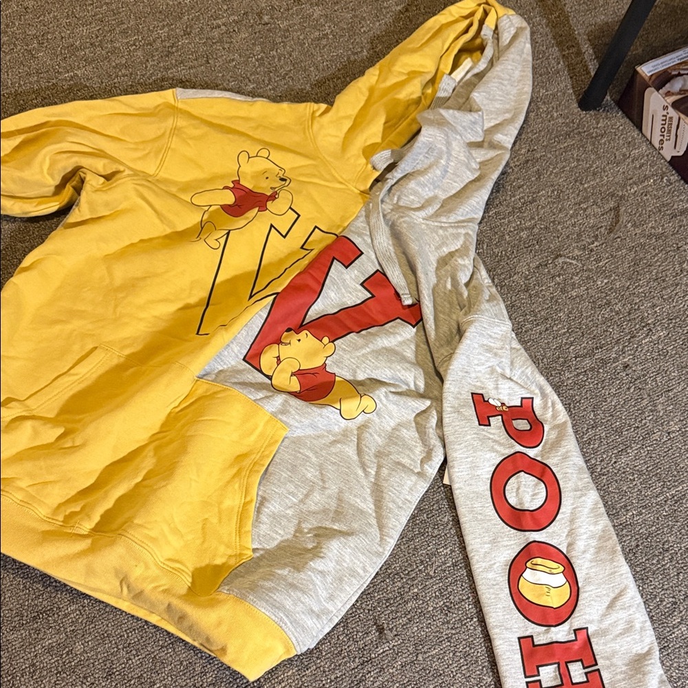 Womens Yellow and Gray Pooh Hoodie